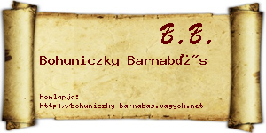 Bohuniczky Barnabás névjegykártya